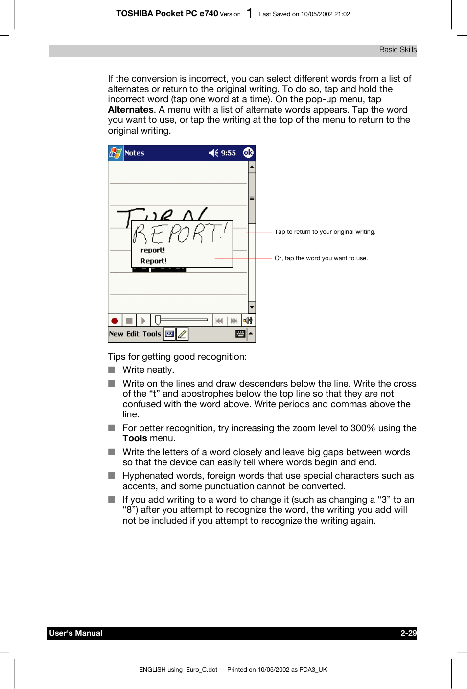 Toshiba Pocket PC e740 User Manual | Page 46 / 182