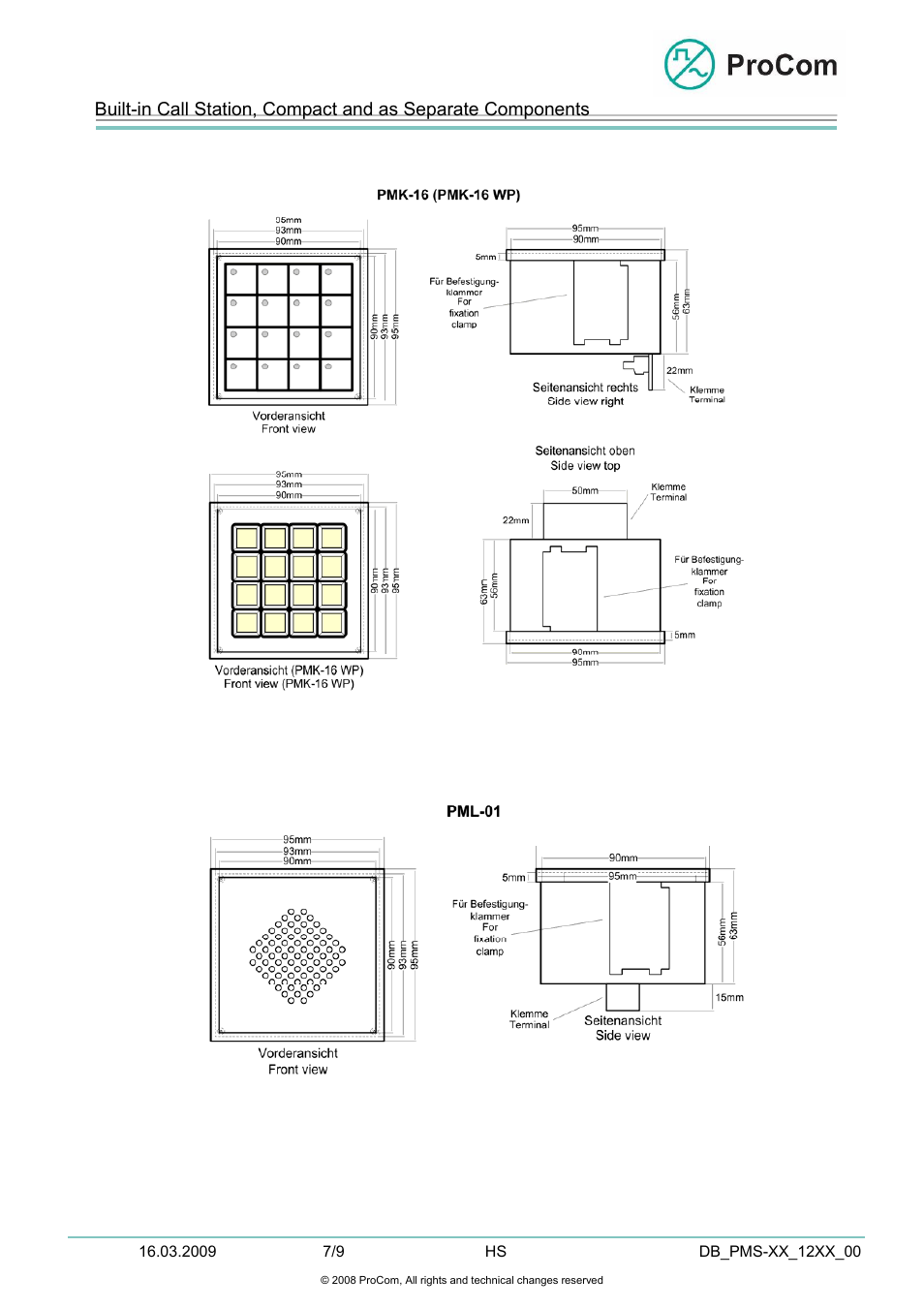 Data sheet | Procom PMM-01 User Manual | Page 7 / 9