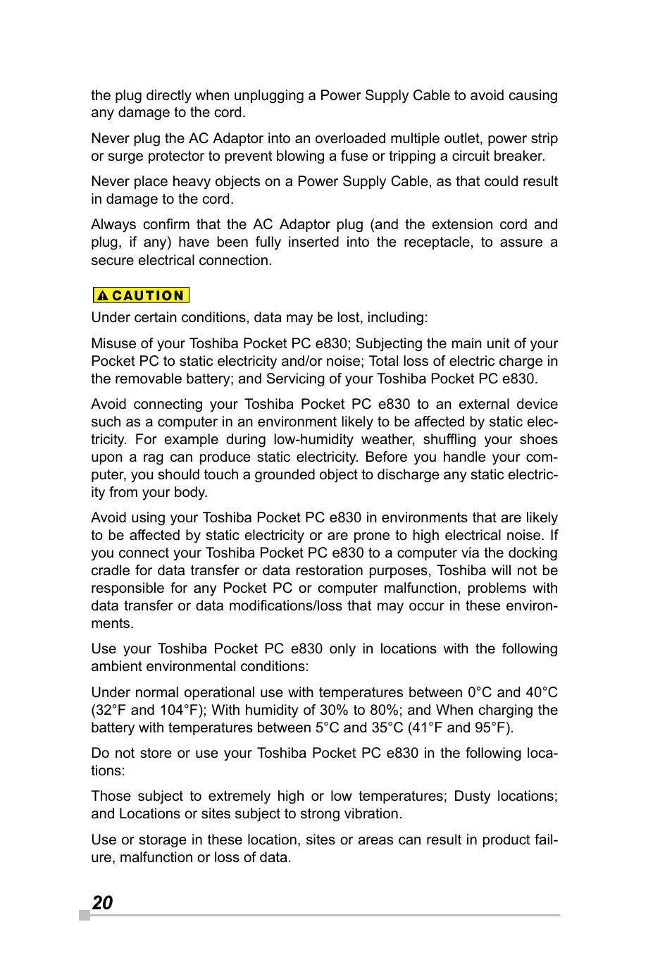 Toshiba Pocket Pc e830 User Manual | Page 20 / 228