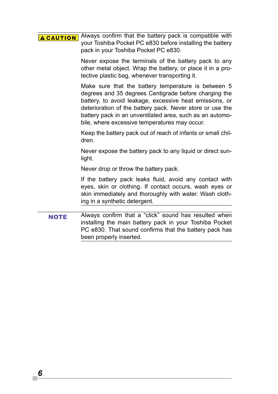 Toshiba Pocket Pc e830 User Manual | Page 6 / 228