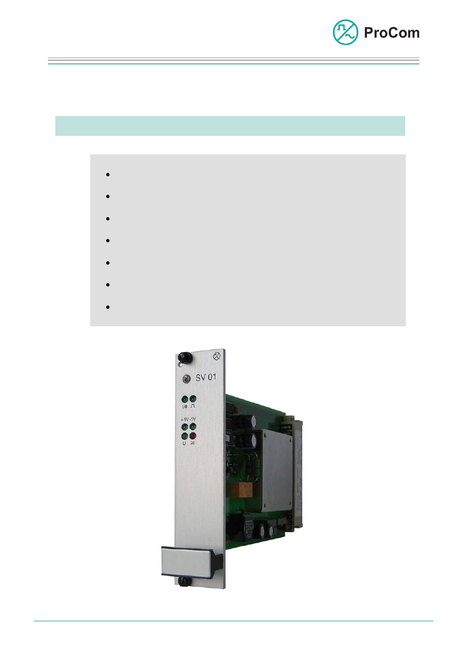 Procom SV01 User Manual | 4 pages