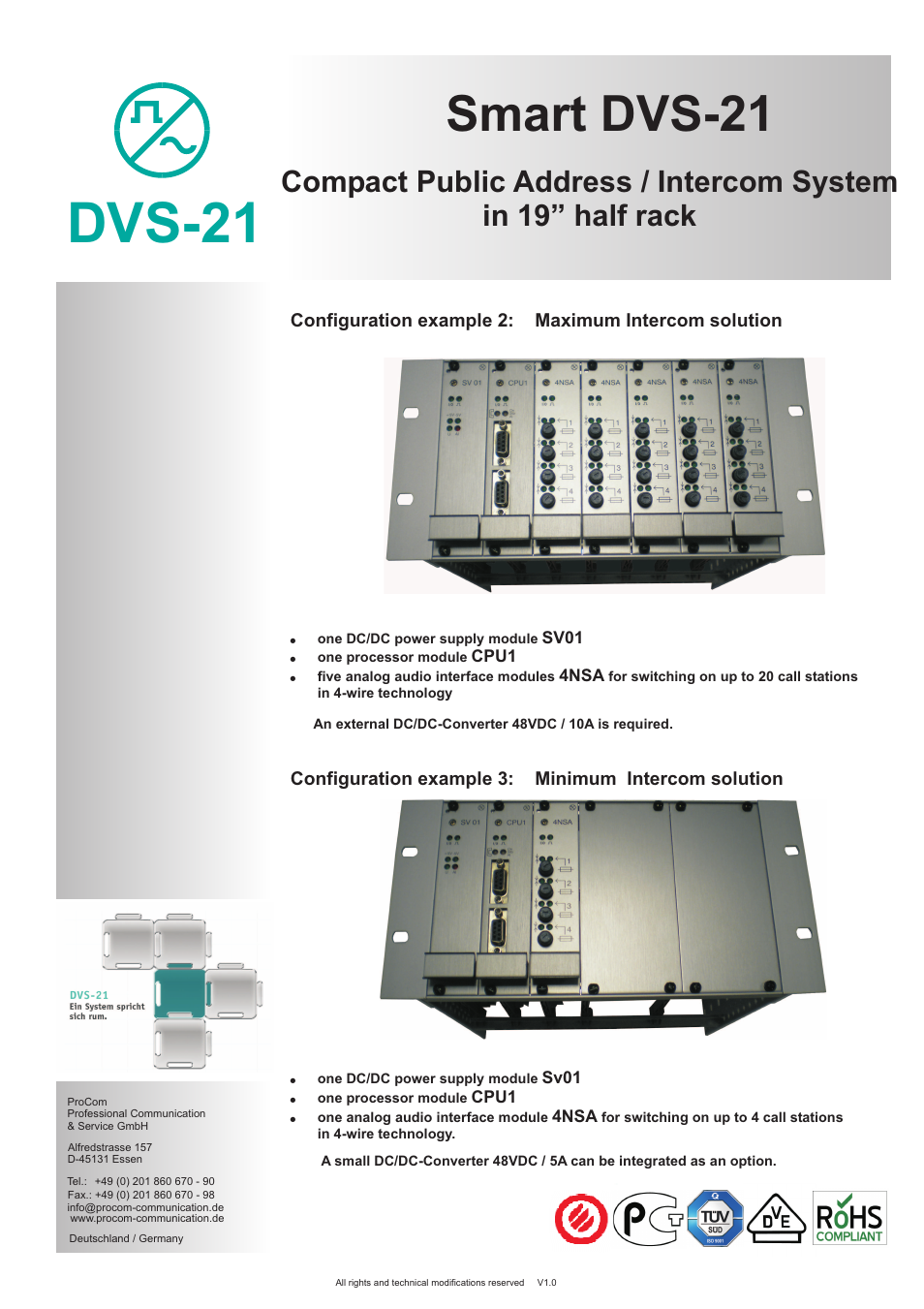 Dvs-21, Smart dvs-21 | Procom Smart DVS-21 User Manual | Page 2 / 2