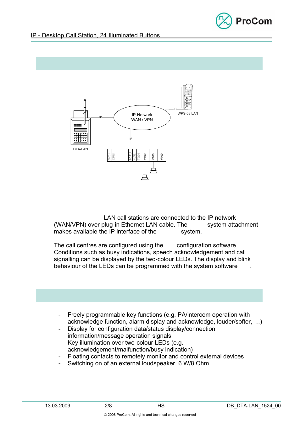 Data sheet, Dta-lan | Procom DTA-LAN User Manual | Page 2 / 8