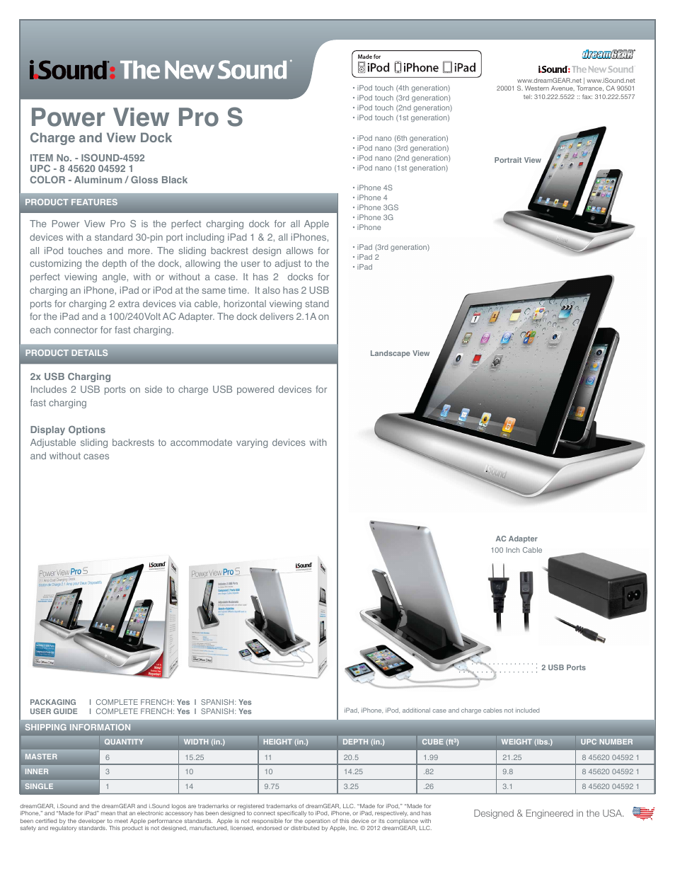 iSound Power View Pro S - Sell Sheet User Manual | 2 pages
