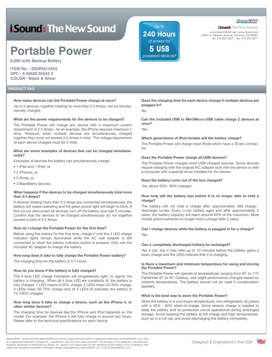 Portable power | iSound Portable Power - 8000 mAh - Sell Sheet User Manual | Page 2 / 3