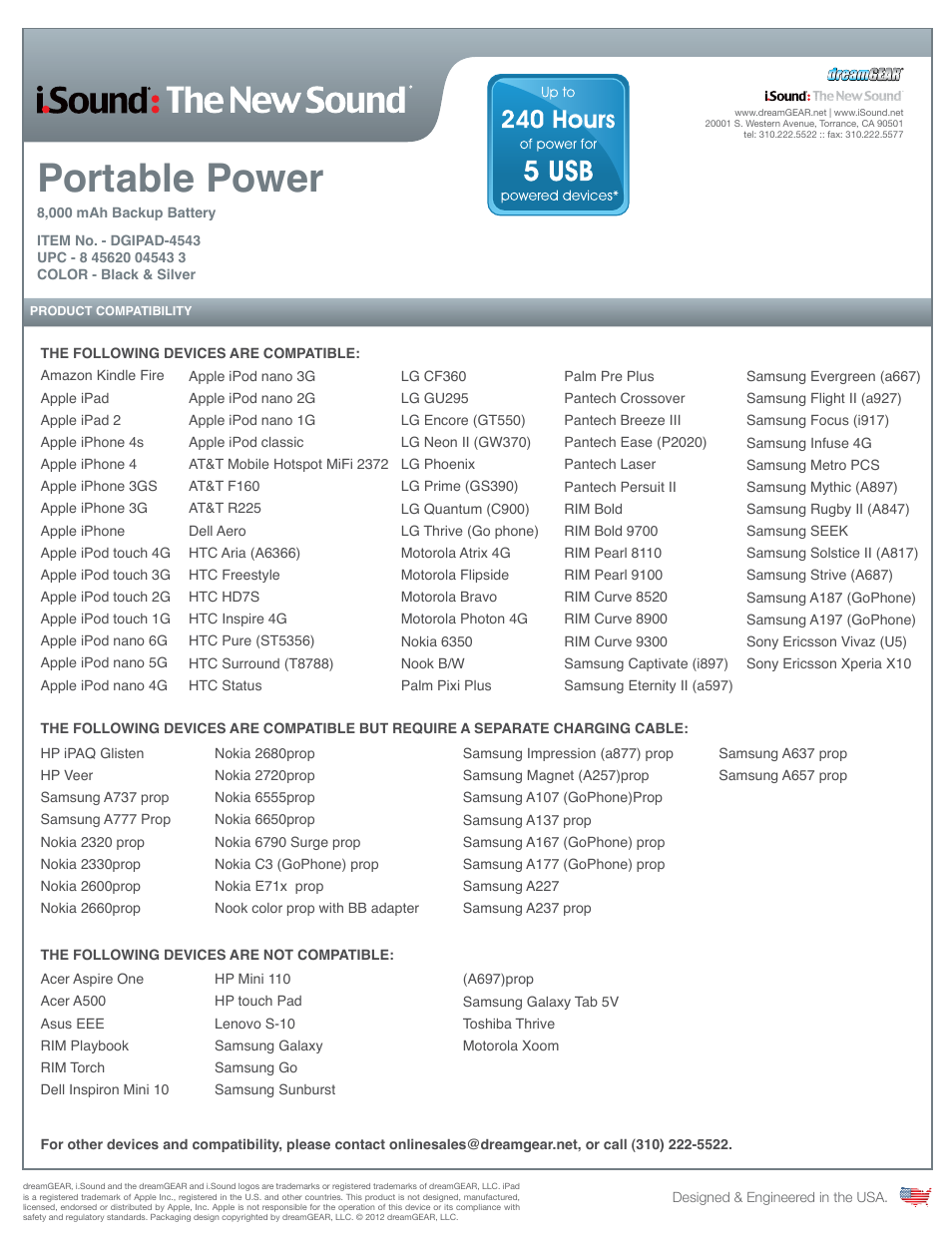 Portable power | iSound Portable Power - 8000 mAh - Sell Sheet User Manual | Page 3 / 3