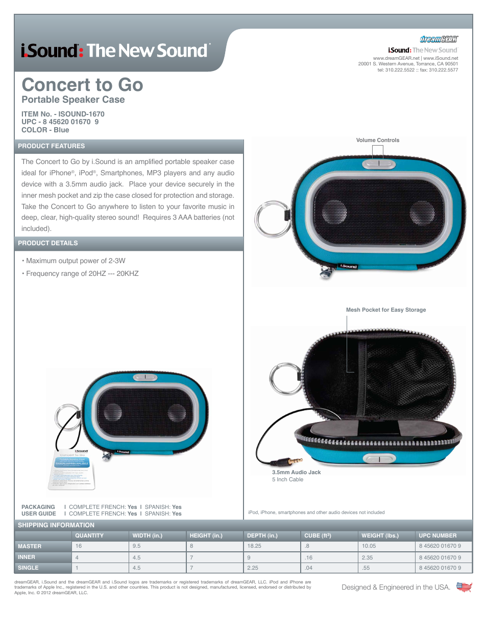 iSound Concert to Go - Sell Sheet User Manual | 1 page