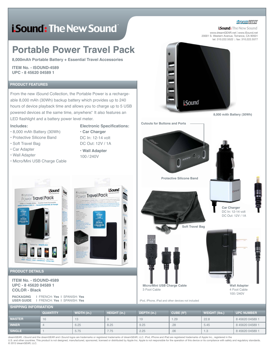 iSound Portable Power Travel Pack - Sell Sheet User Manual | 3 pages