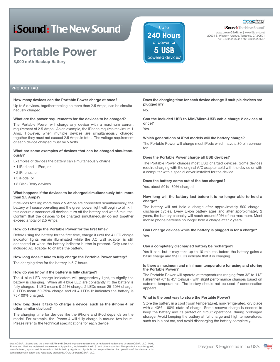 Portable power | iSound Portable Power Travel Pack - Sell Sheet User Manual | Page 2 / 3