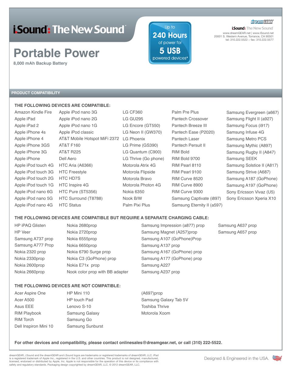 Portable power | iSound Portable Power Travel Pack - Sell Sheet User Manual | Page 3 / 3