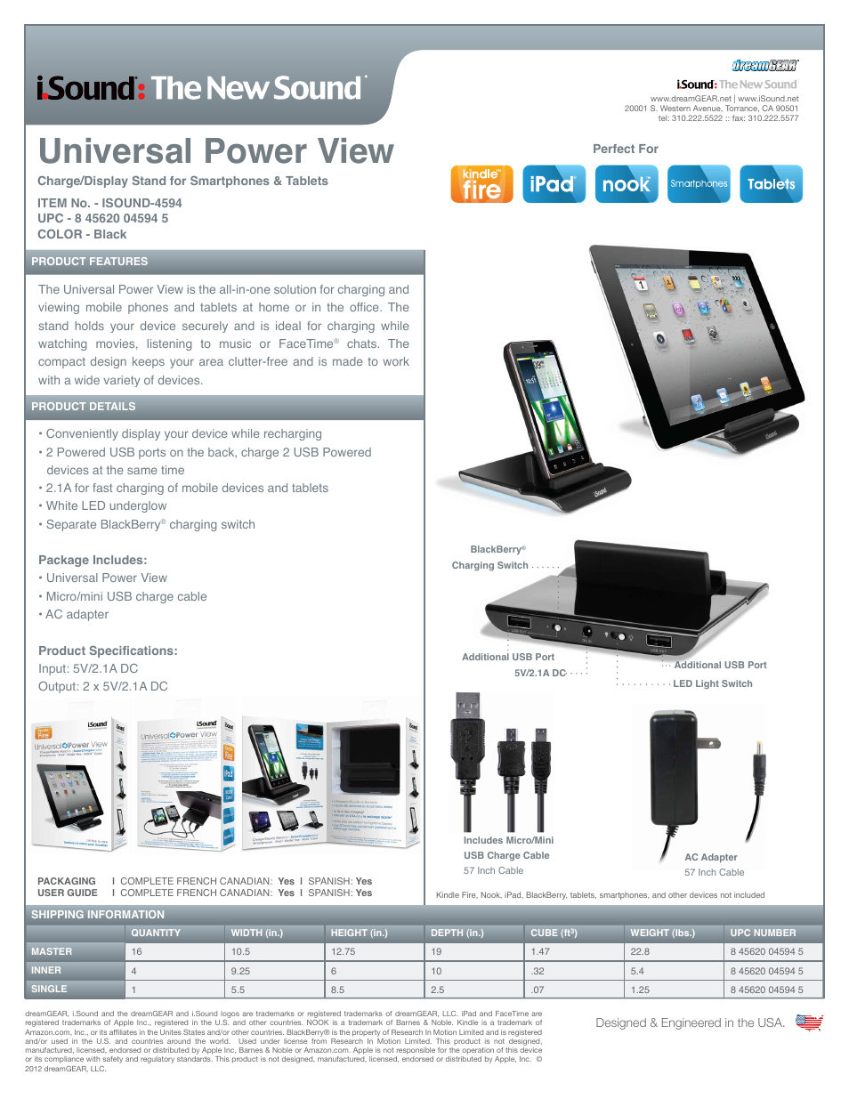 iSound Universal Power View - Sell Sheet User Manual | 1 page