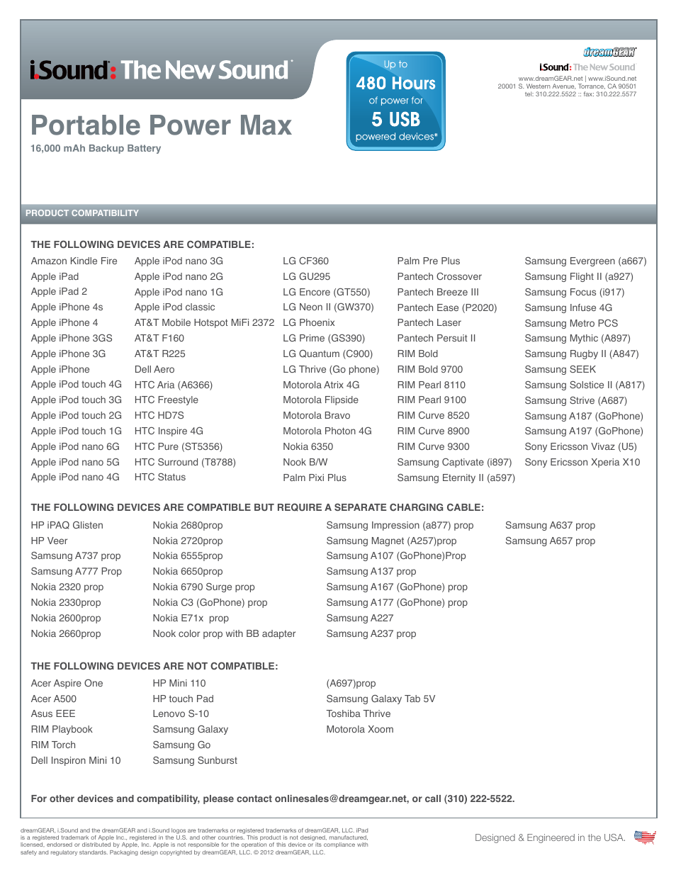 Portable power max | iSound Portable Power Max Travel Pack - Sell Sheet User Manual | Page 2 / 3