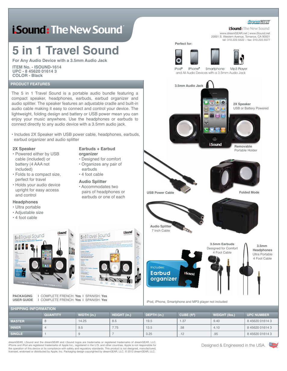 iSound 5 in 1 Travel Sound - Sell Sheet User Manual | 1 page