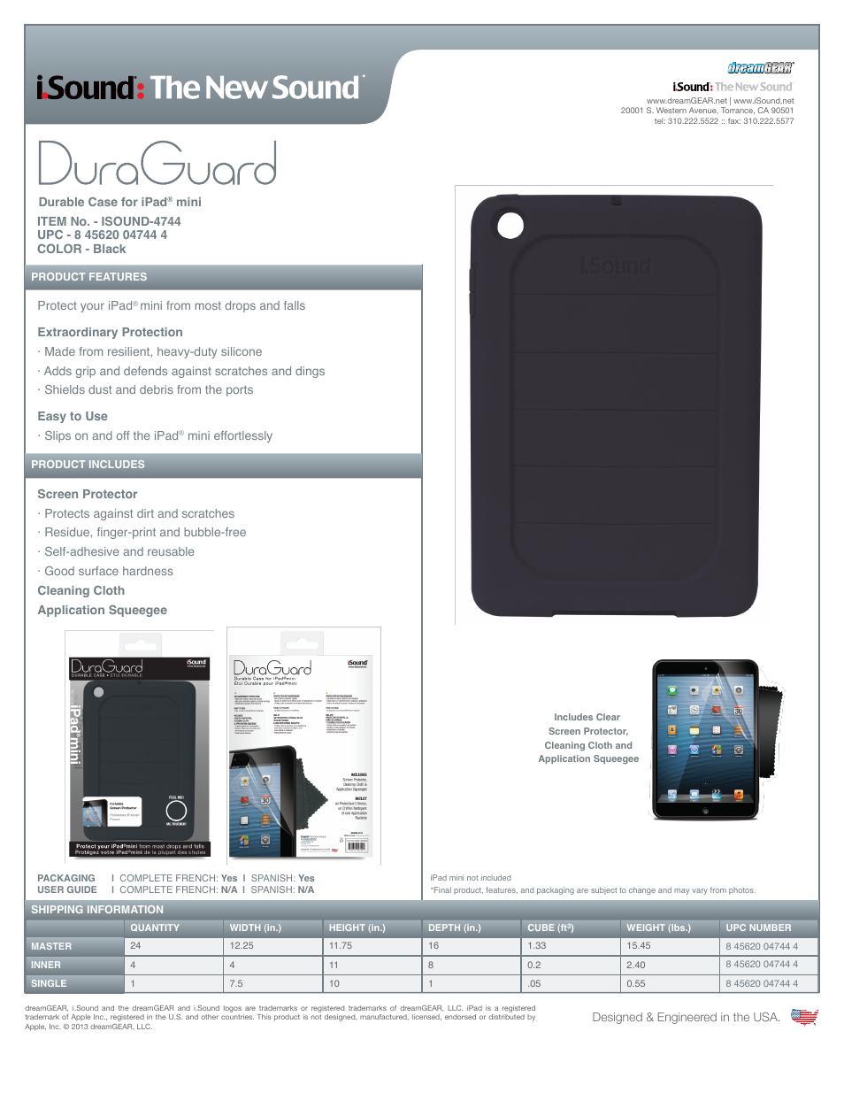 iSound DuraGuard Case for iPadmini with Retina + Screen Protector - Sell Sheet User Manual | 1 page