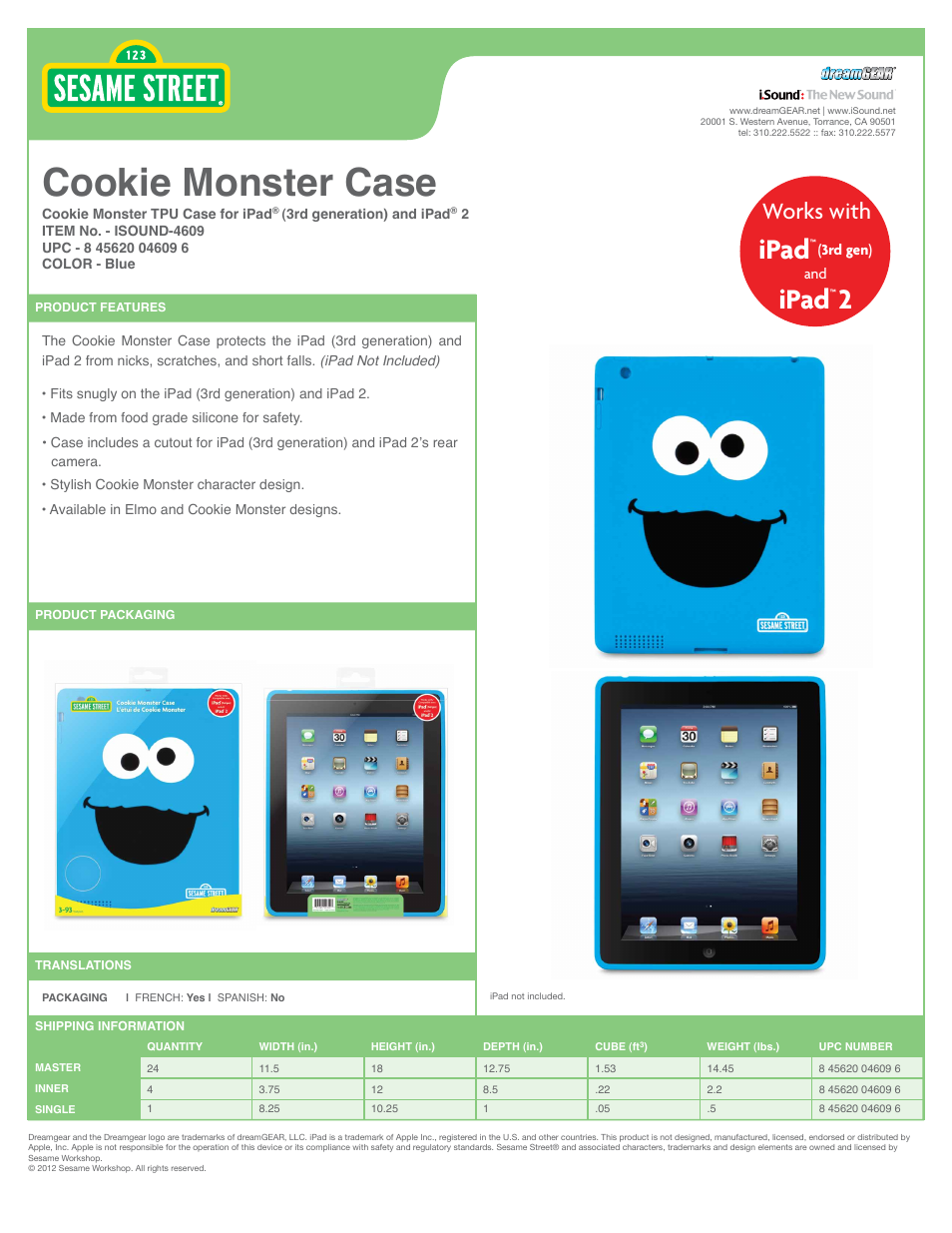 iSound Cookie Monster TPU Case - Sell Sheet User Manual | 1 page