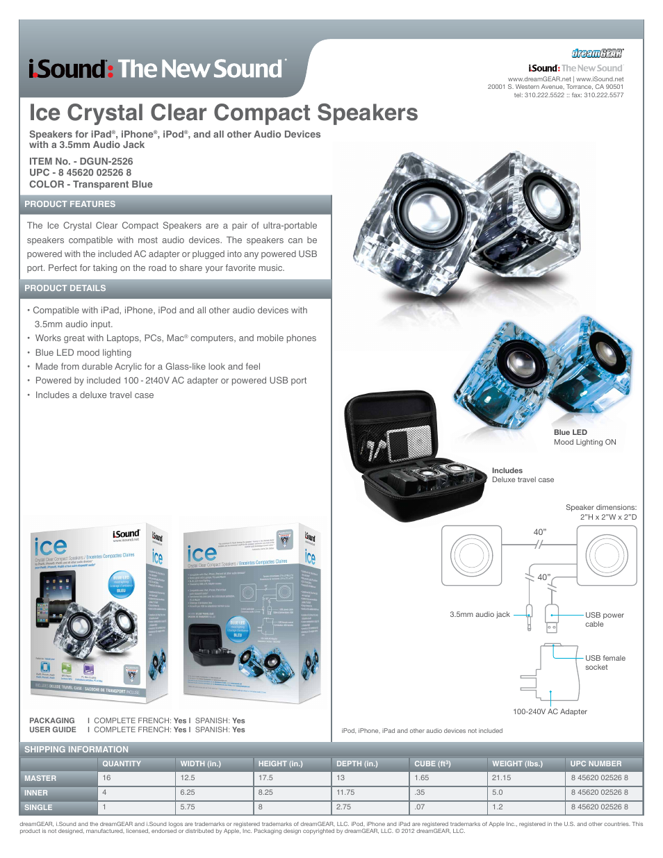 iSound Ice Crystal Clear Compact Speakers - Sell Sheet User Manual | 1 page