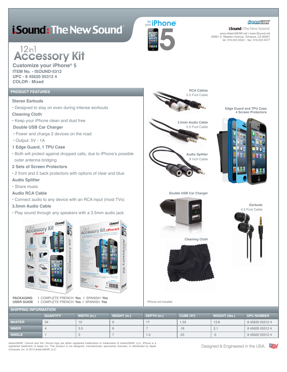 iSound 12 in 1 Accessory Kit for iPhone5-5s - Sell Sheet User Manual | 1 page