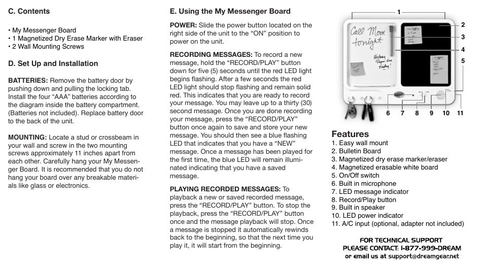 Mymessenger-ugweb-p2, Features | iSound My Messenger Board - Manual User Manual | Page 2 / 2
