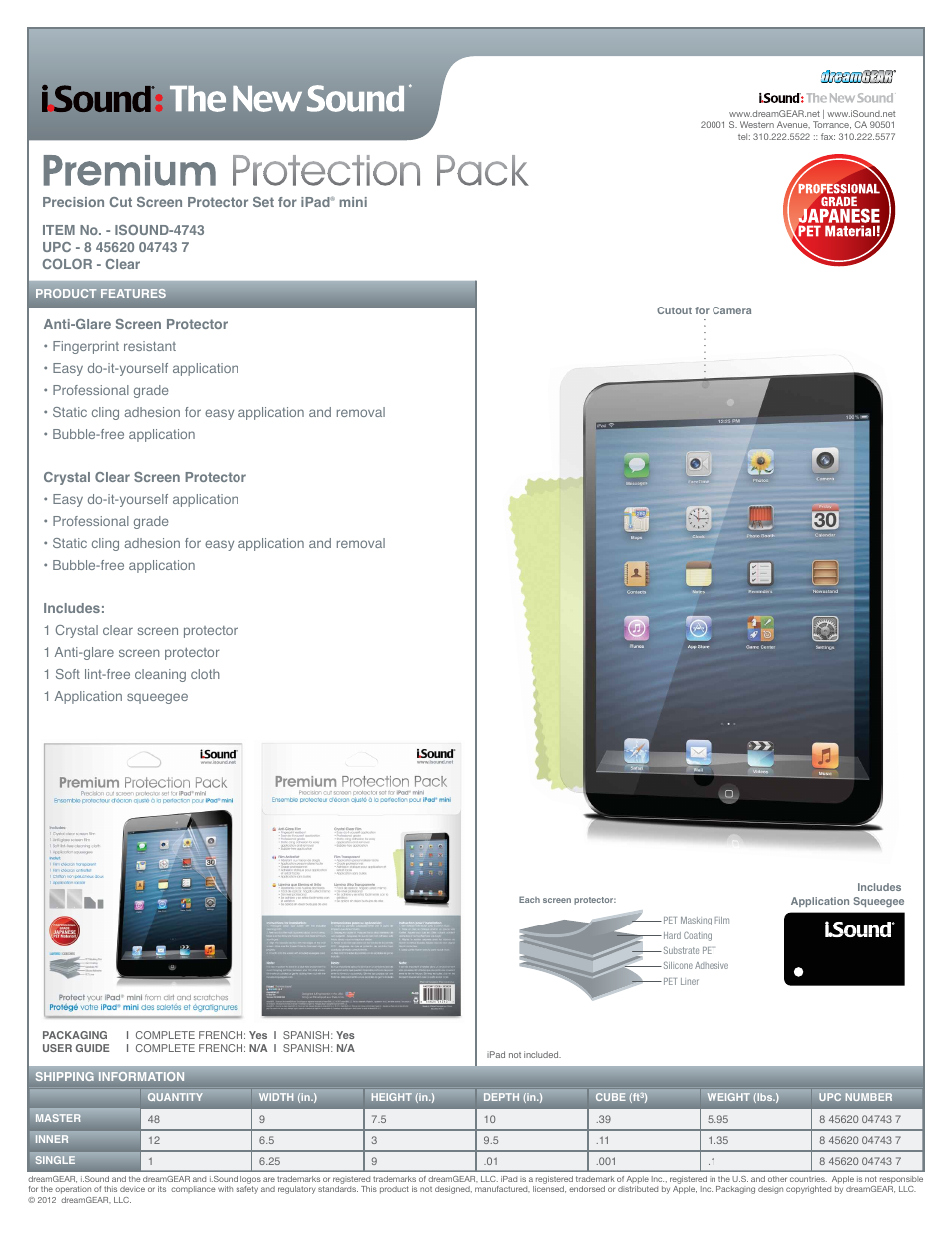 iSound Premium Protection Pack for iPadmini - Sell Sheet User Manual | 1 page