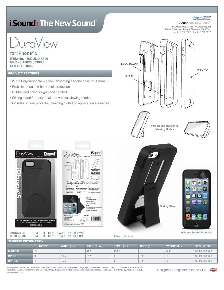 iSound DuraView 2in1 Protective Case for iPhone5s - Sell Sheet User Manual | 1 page