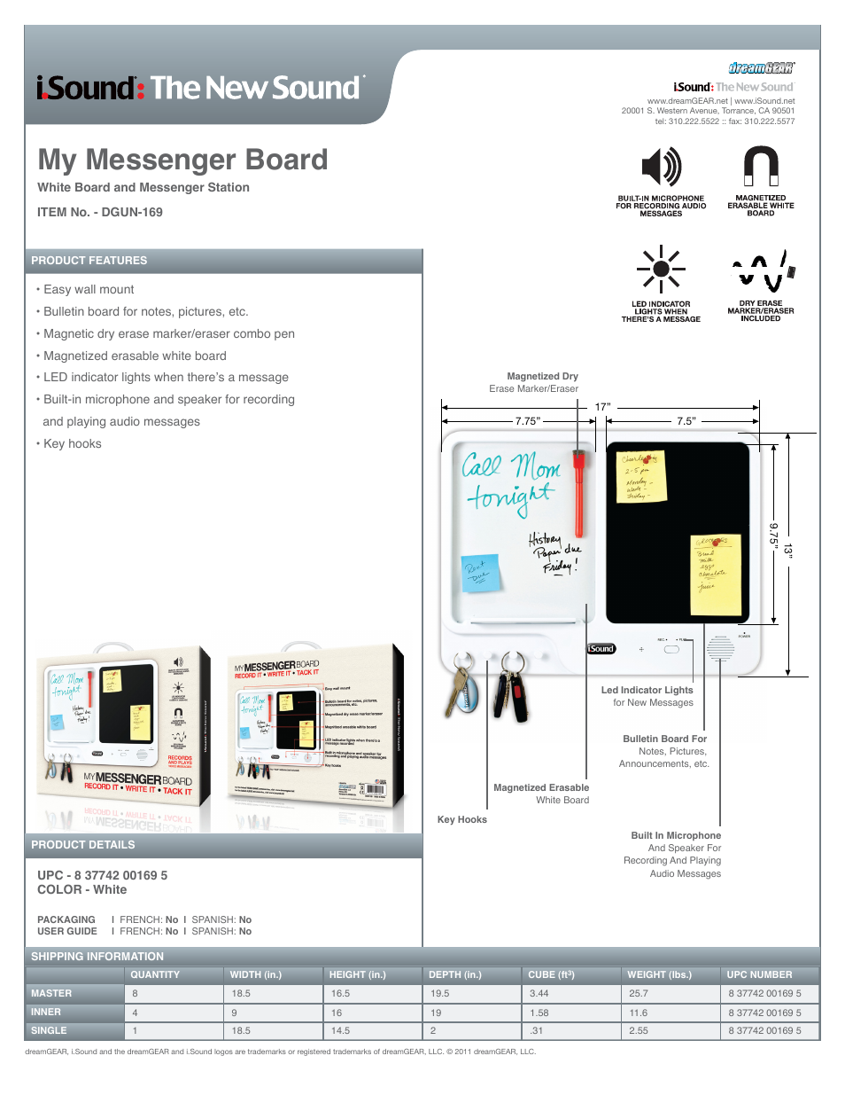 iSound My Messenger Board - Sell Sheet User Manual | 1 page