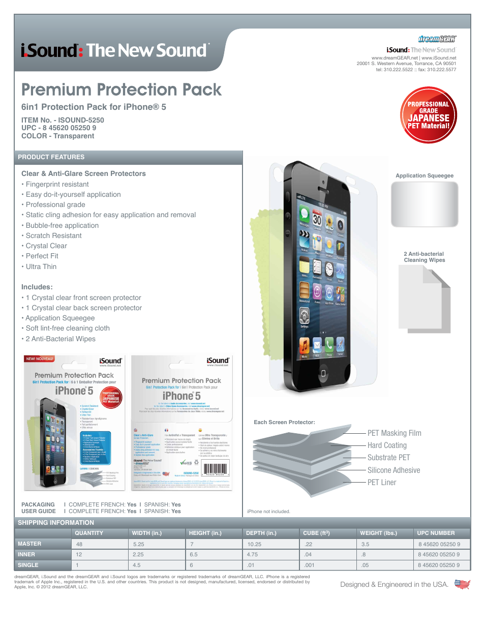 iSound Premium Protection Pack - works with iPhone5 - Sell Sheet User Manual | 1 page