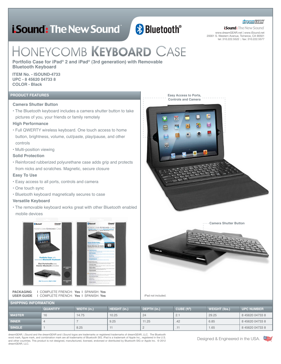 iSound Honeycomb Keyboard Case for iPad2-3-4th gen - Sell Sheet User Manual | 1 page