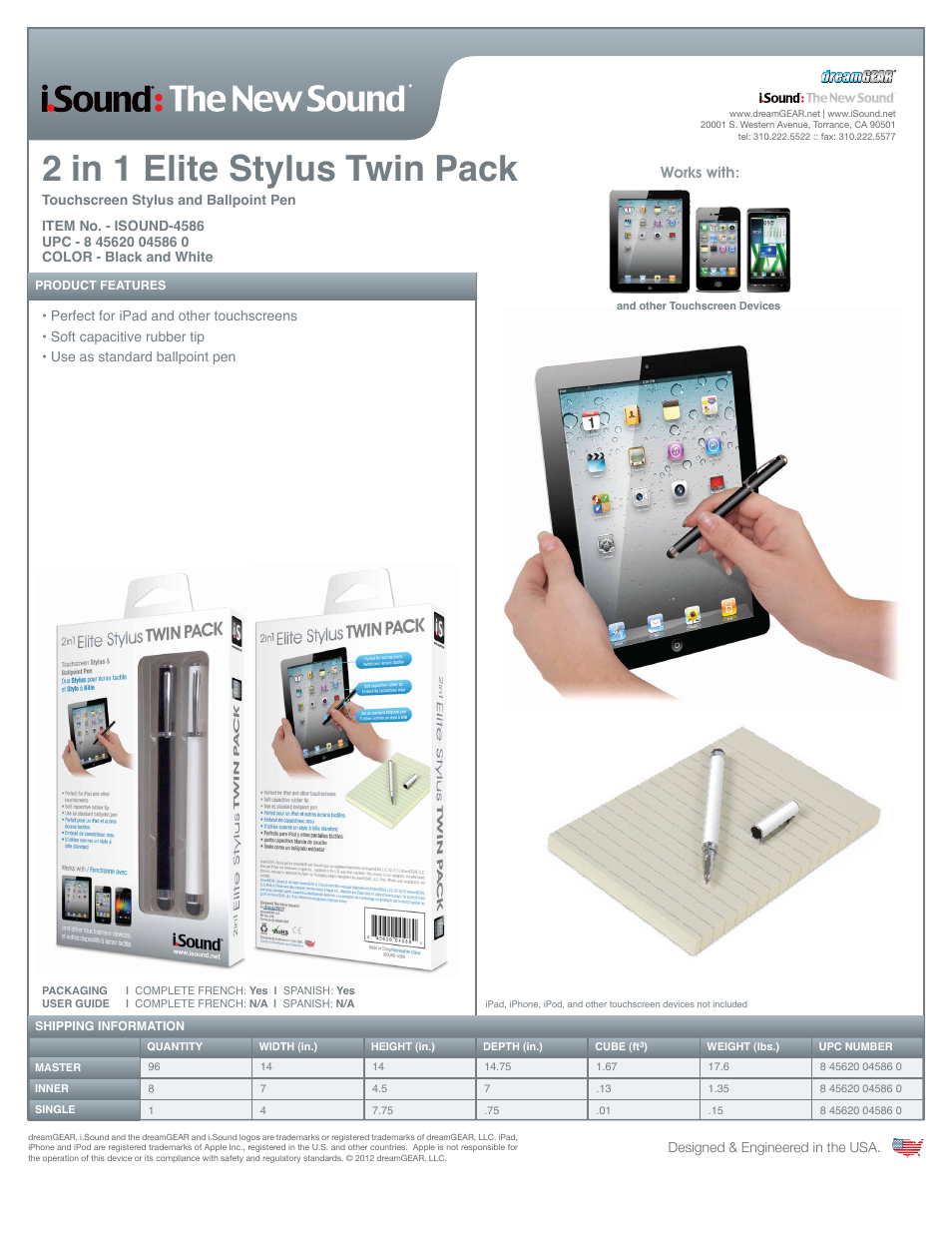 iSound 2 in 1 Elite Stylus Twin Pack - Sell Sheet User Manual | 1 page