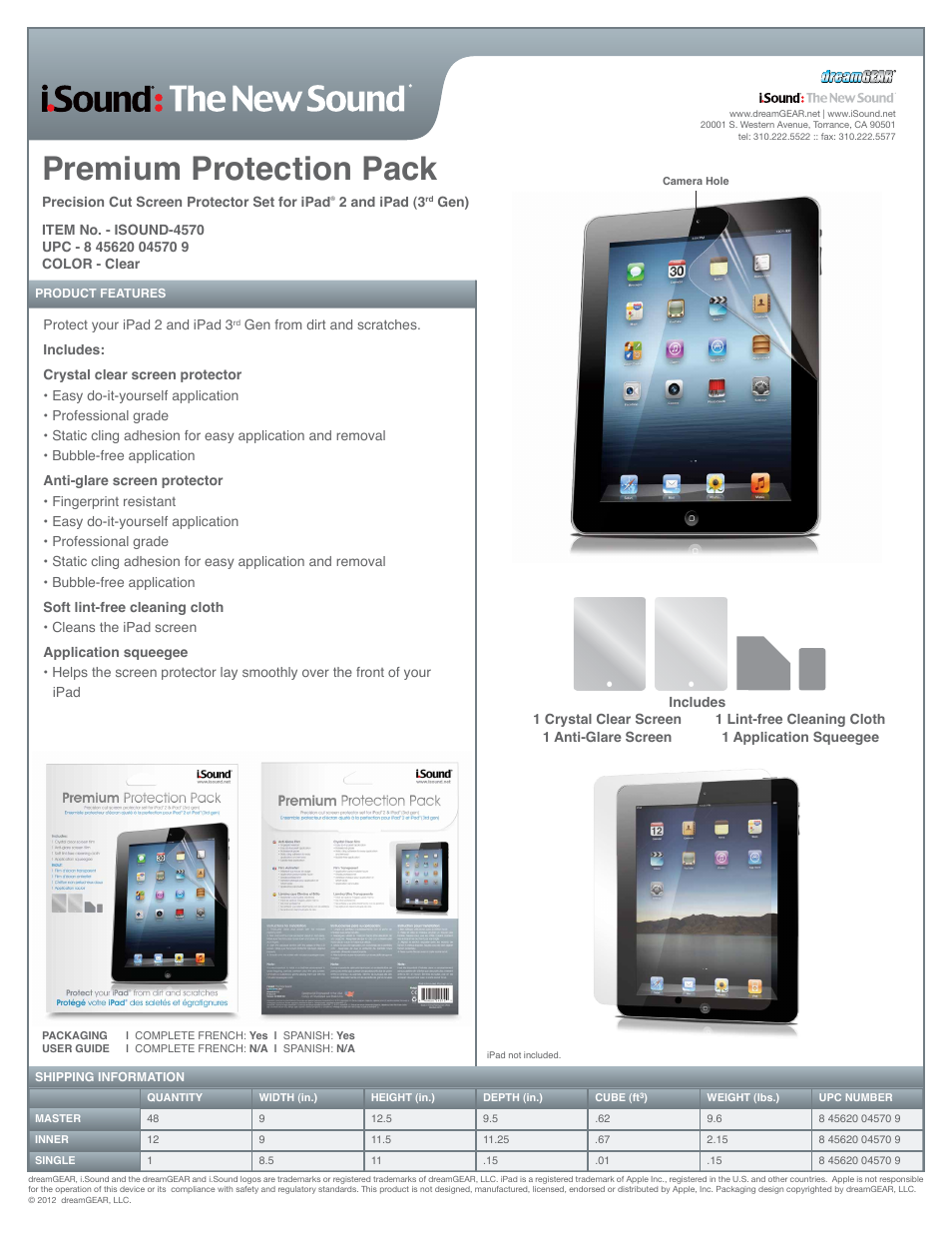 iSound Premium Protection Pack for iPad 2 and iPad (3rd Gen) - Sell Sheet User Manual | 1 page