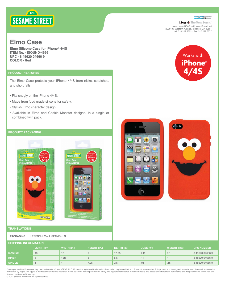 iSound Elmo Case for iPhone 4-4S - Sell Sheet User Manual | 1 page