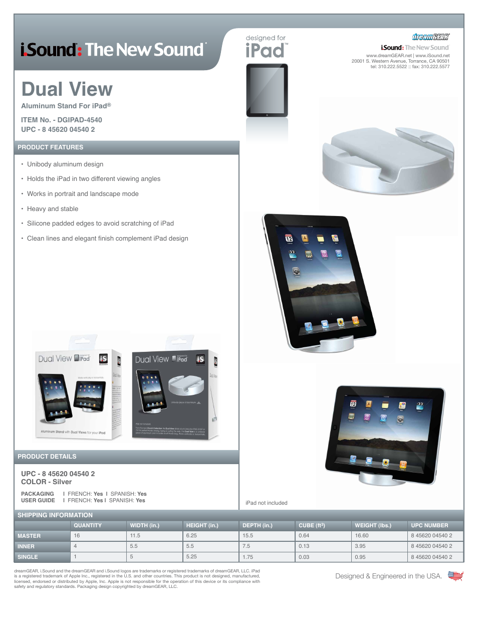 iSound Dual View for iPad - Sell Sheet User Manual | 1 page