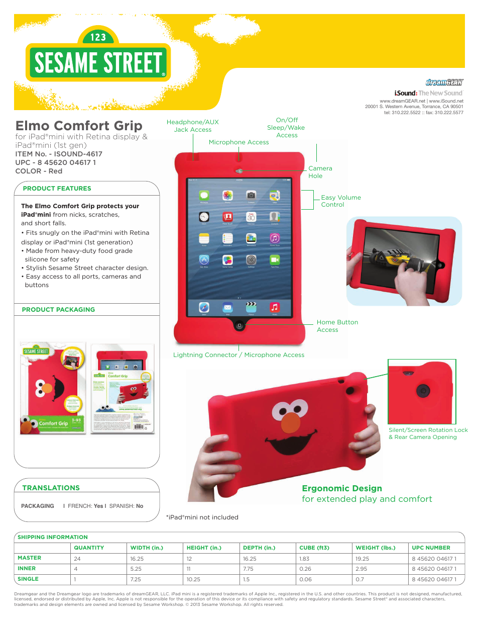 iSound Elmo Comfort Grip for iPadmini - Sell Sheet User Manual | 1 page