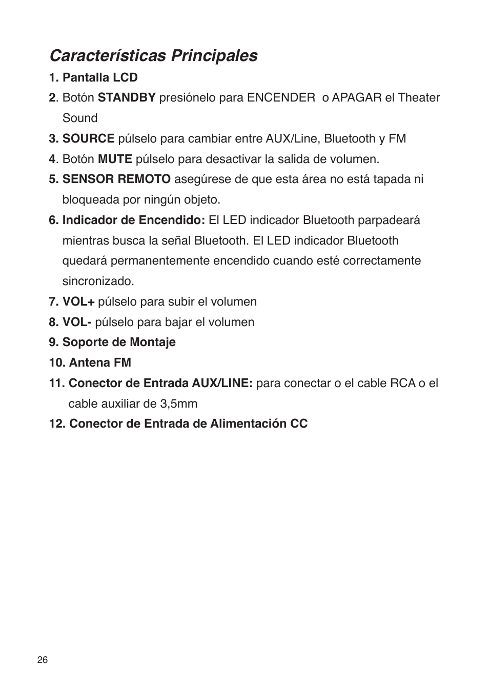 Características principales | iSound Theater Sound - Manual User Manual | Page 26 / 55