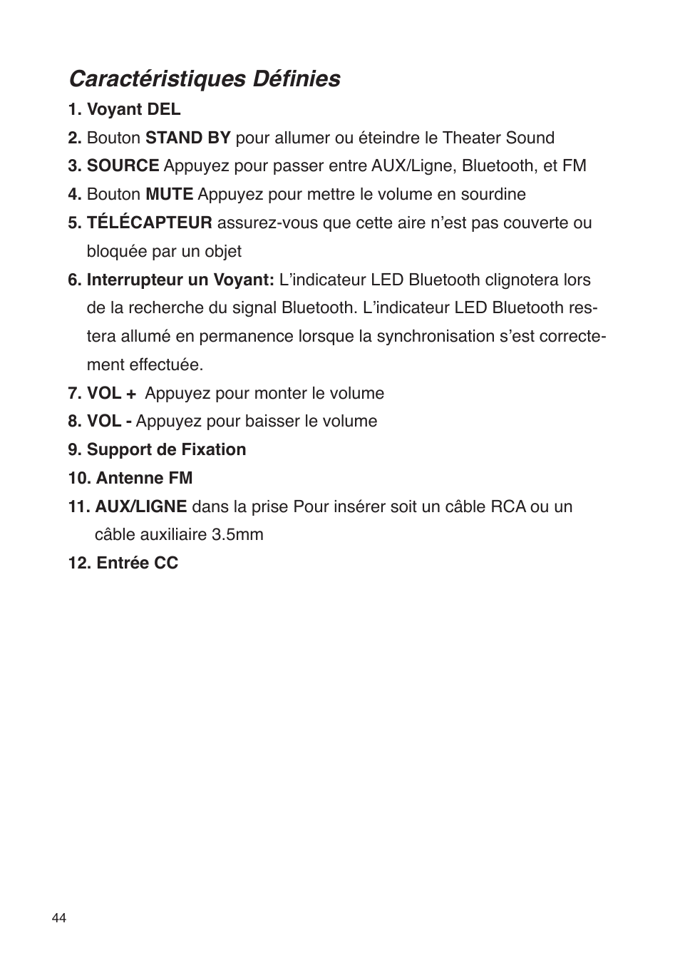Caractéristiques définies | iSound Theater Sound - Manual User Manual | Page 44 / 55