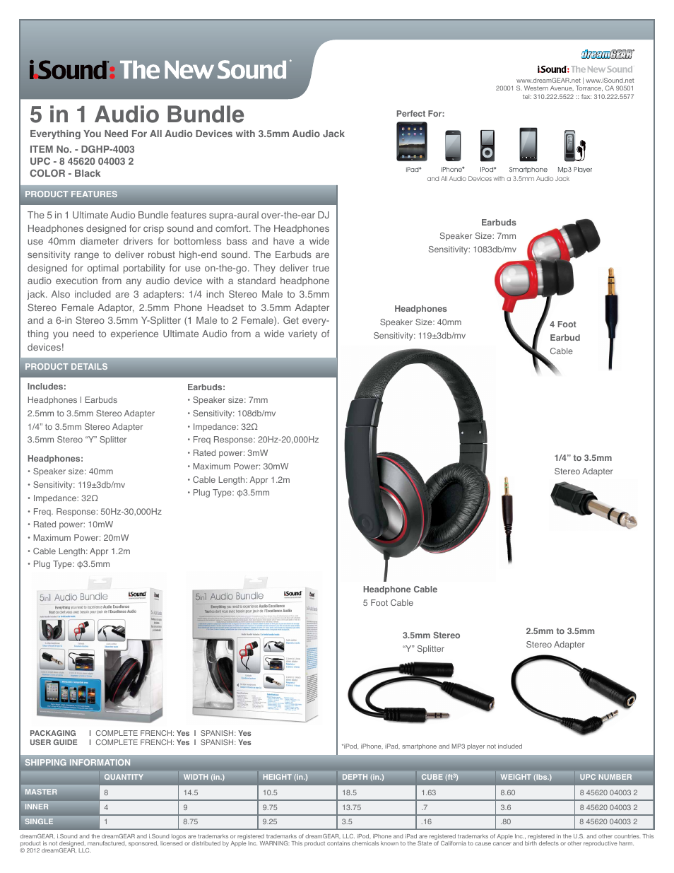 iSound 5 in 1 Audio Bundle - Sell Sheet User Manual | 1 page