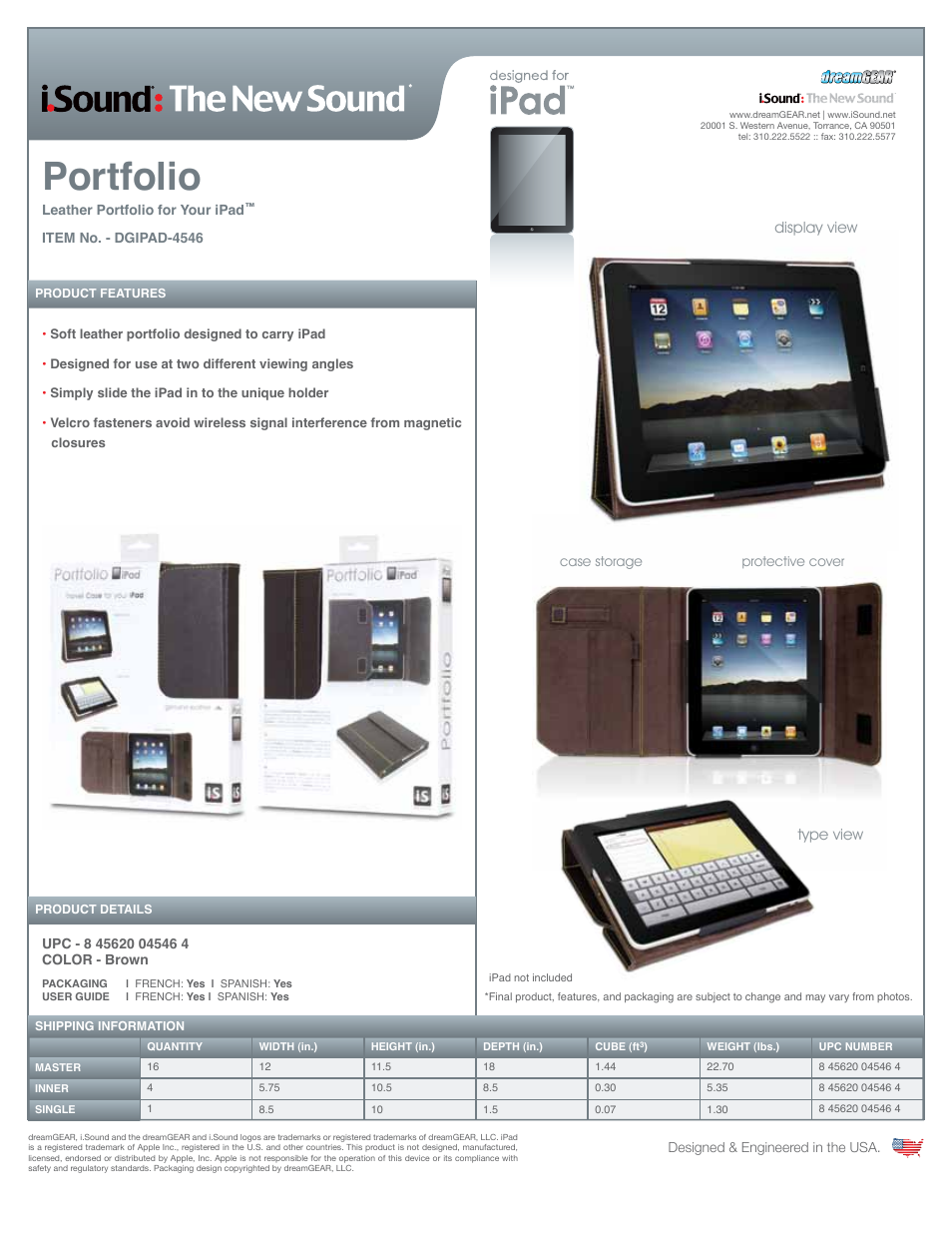 iSound Portfolio for iPad and iPad 2 - Manual User Manual | 1 page