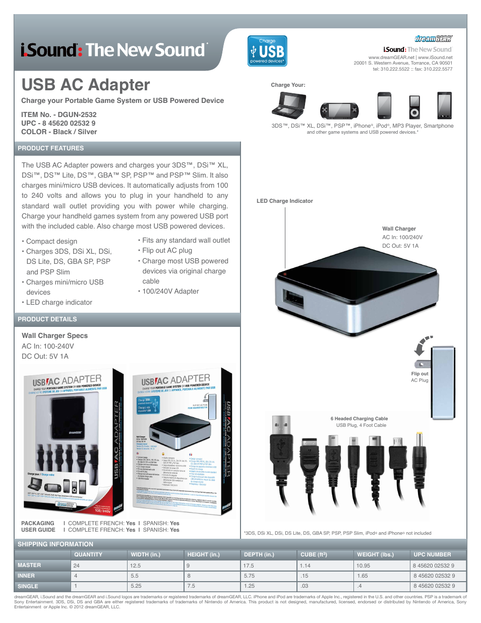 iSound USB AC Adapter - Sell Sheet User Manual | 1 page
