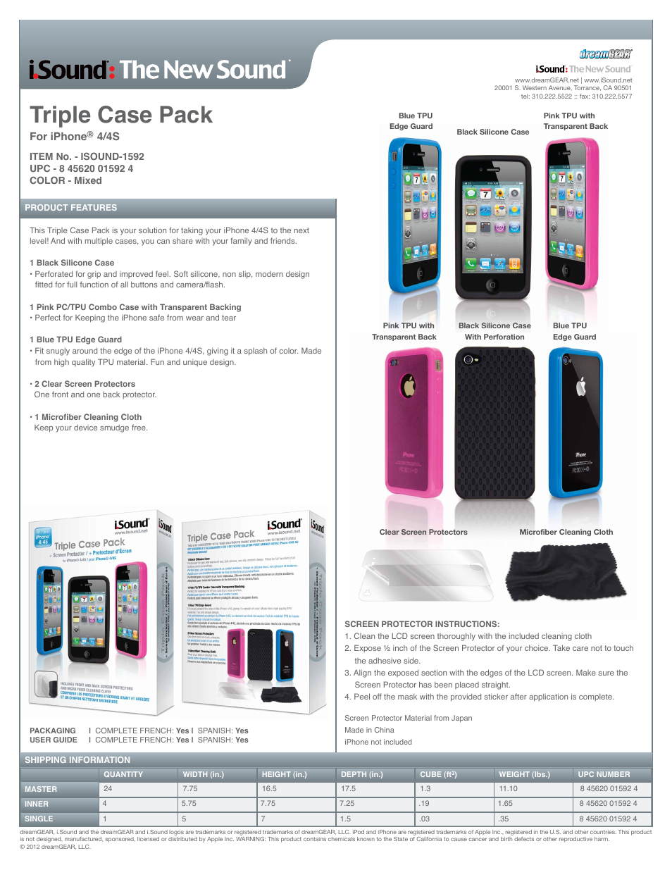 iSound Triple Case Pack for iPhone 4-4S - Sell Sheet User Manual | 1 page