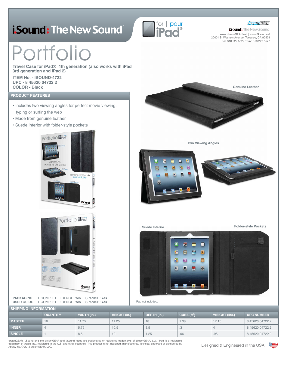 iSound Portfolio for iPad2-3-4th gen. - Sell Sheet User Manual | 1 page