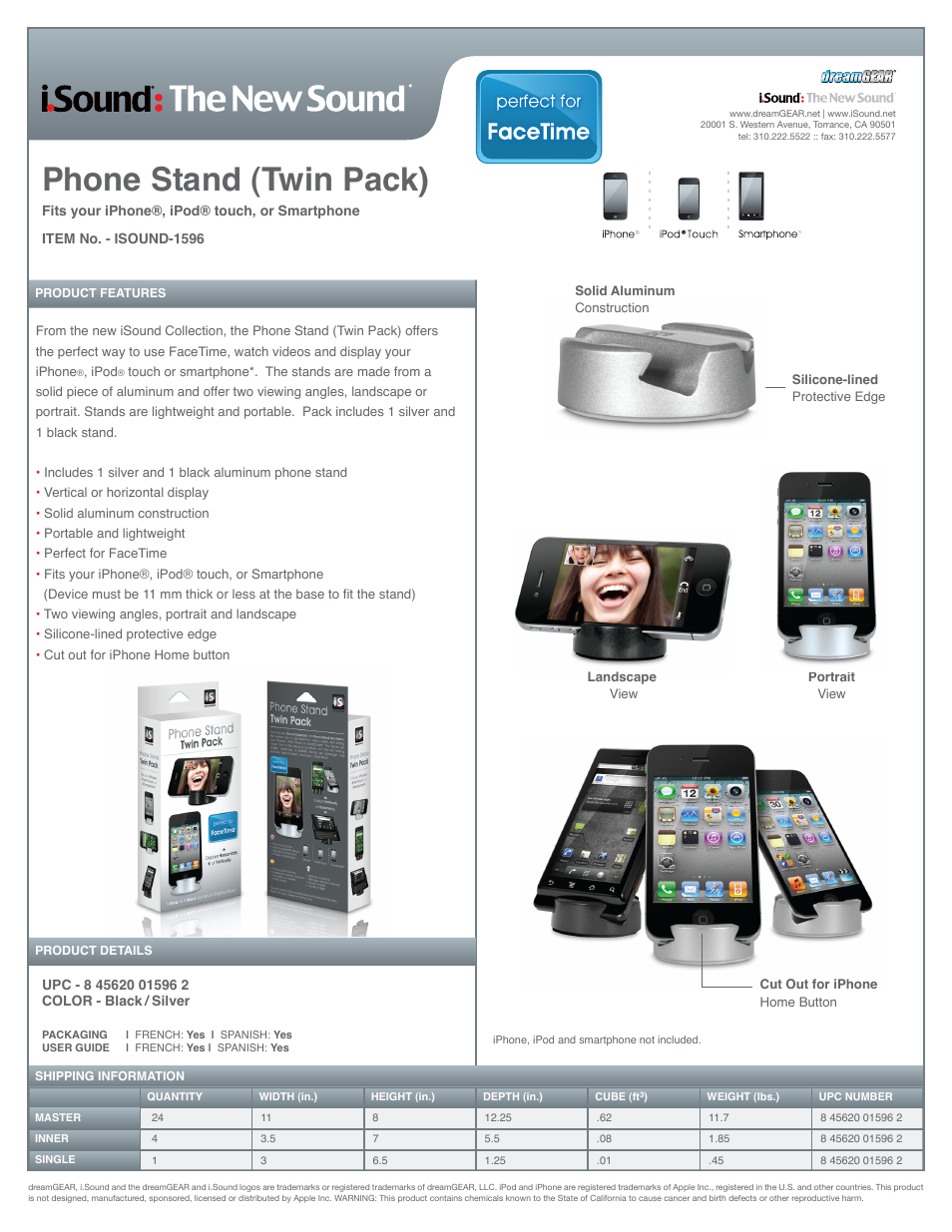 iSound Phone Stand Twin Pack - Sell Sheet User Manual | 1 page