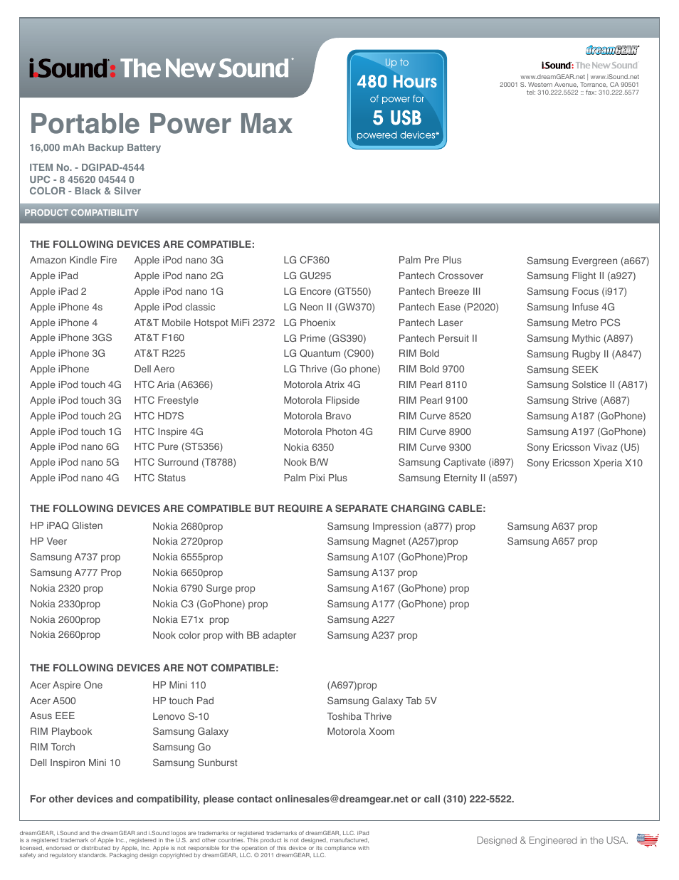 Portable power max | iSound Portable Power Max - 16000 mAh - Sell Sheet User Manual | Page 3 / 3