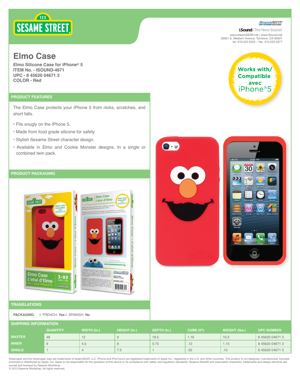 iSound Elmo Case for iPhone5 - Sell Sheet User Manual | 1 page