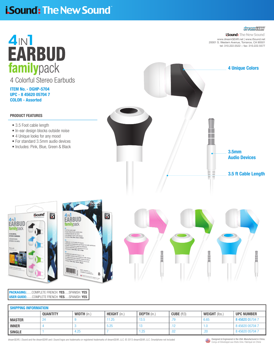 iSound 4 in 1 Earbud Family Pack - Sell Sheet User Manual | 1 page