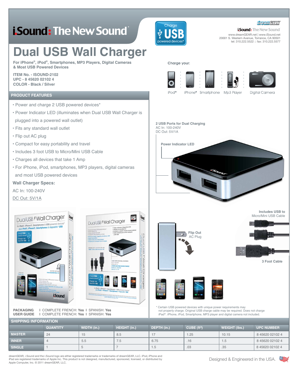 iSound Dual USB Wall Charger - Sell Sheet User Manual | 1 page