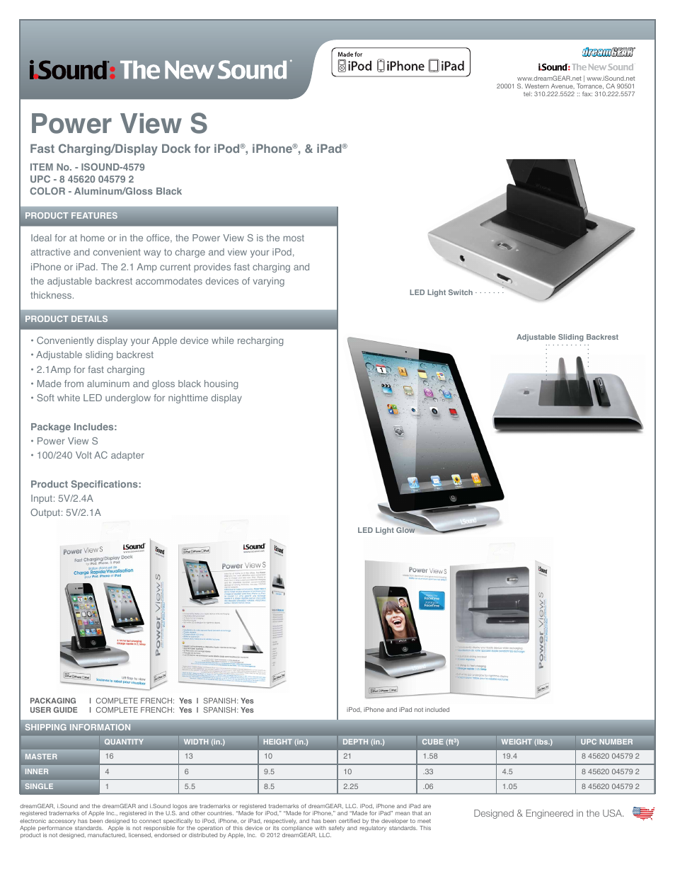 iSound Power View S - Sell Sheet User Manual | 1 page