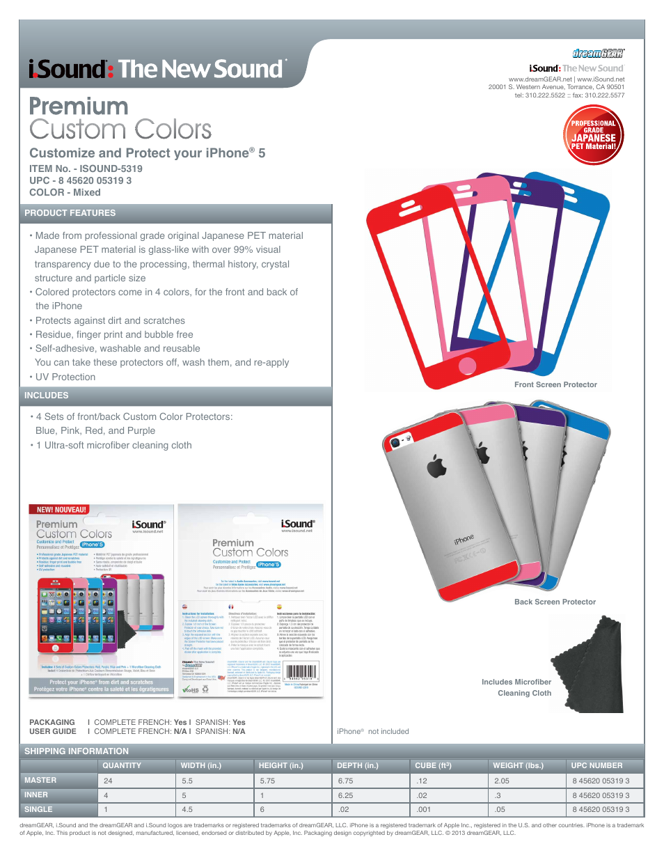 iSound Premium Custom Colors - Sell Sheet User Manual | 1 page