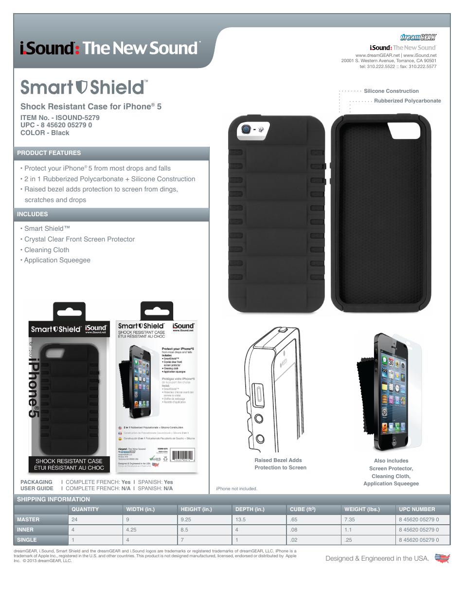 iSound Smart Shield Shock Resistant Case for iPhone5s - Sell Sheet User Manual | 1 page