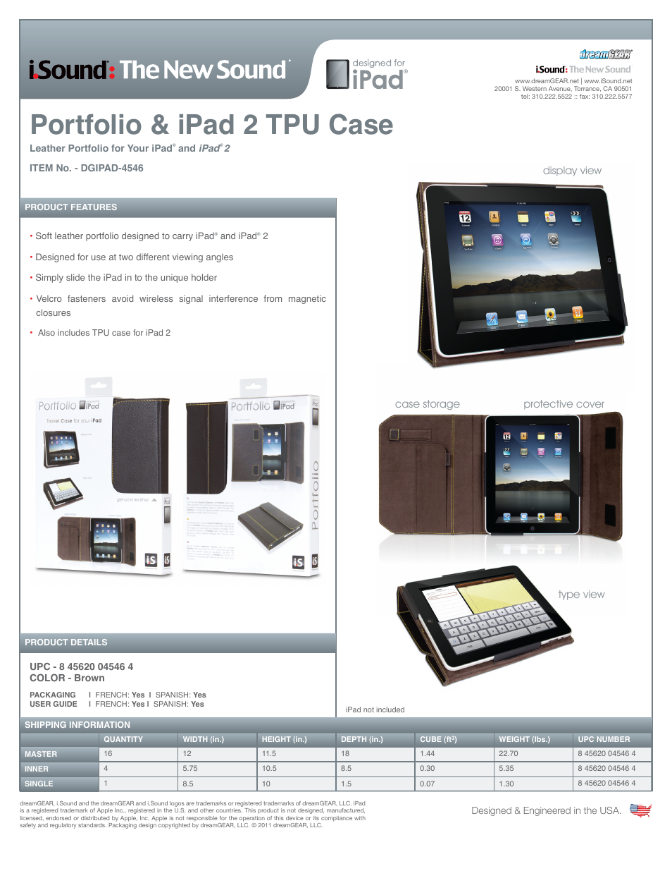 iSound Portfolio for iPad and iPad 2 - Sell Sheet User Manual | 2 pages