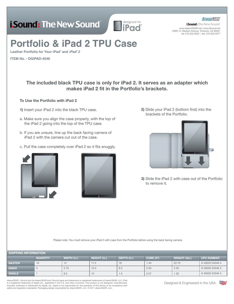 Portfolio & ipad 2 tpu case | iSound Portfolio for iPad and iPad 2 - Sell Sheet User Manual | Page 2 / 2