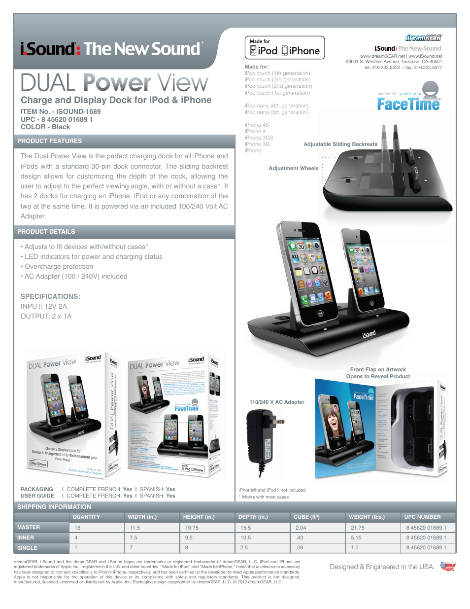 iSound Dual Power View - Sell Sheet User Manual | 1 page